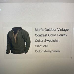 Men’s XXL Contrast Henley Sweatshirt